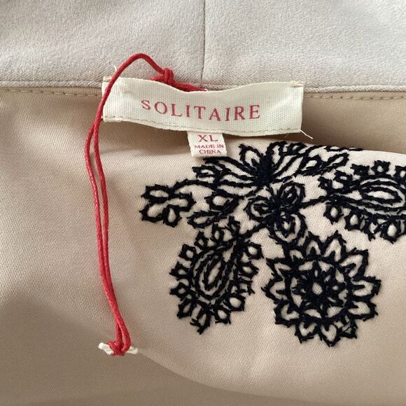 NWOT Solitaire Anthropologie Faux Suede Embroidered Open Coat Jacket XL - Picture 8 of 11